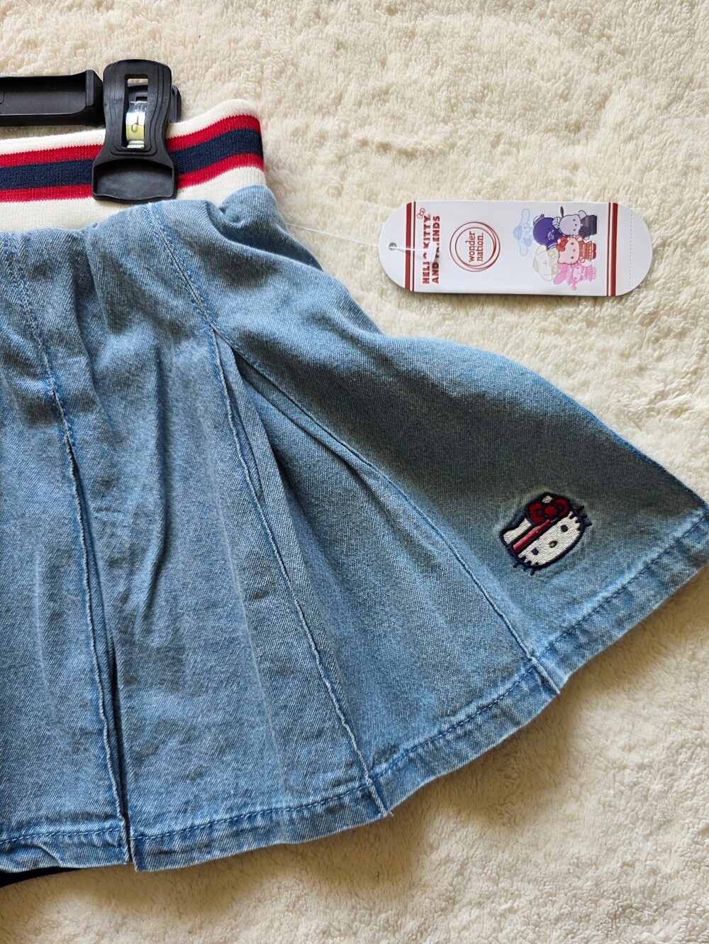 New Hello Kitty Sanrio Girls Cotton Denim Skort, summer / back to school, Size M - Picture 4 of 8